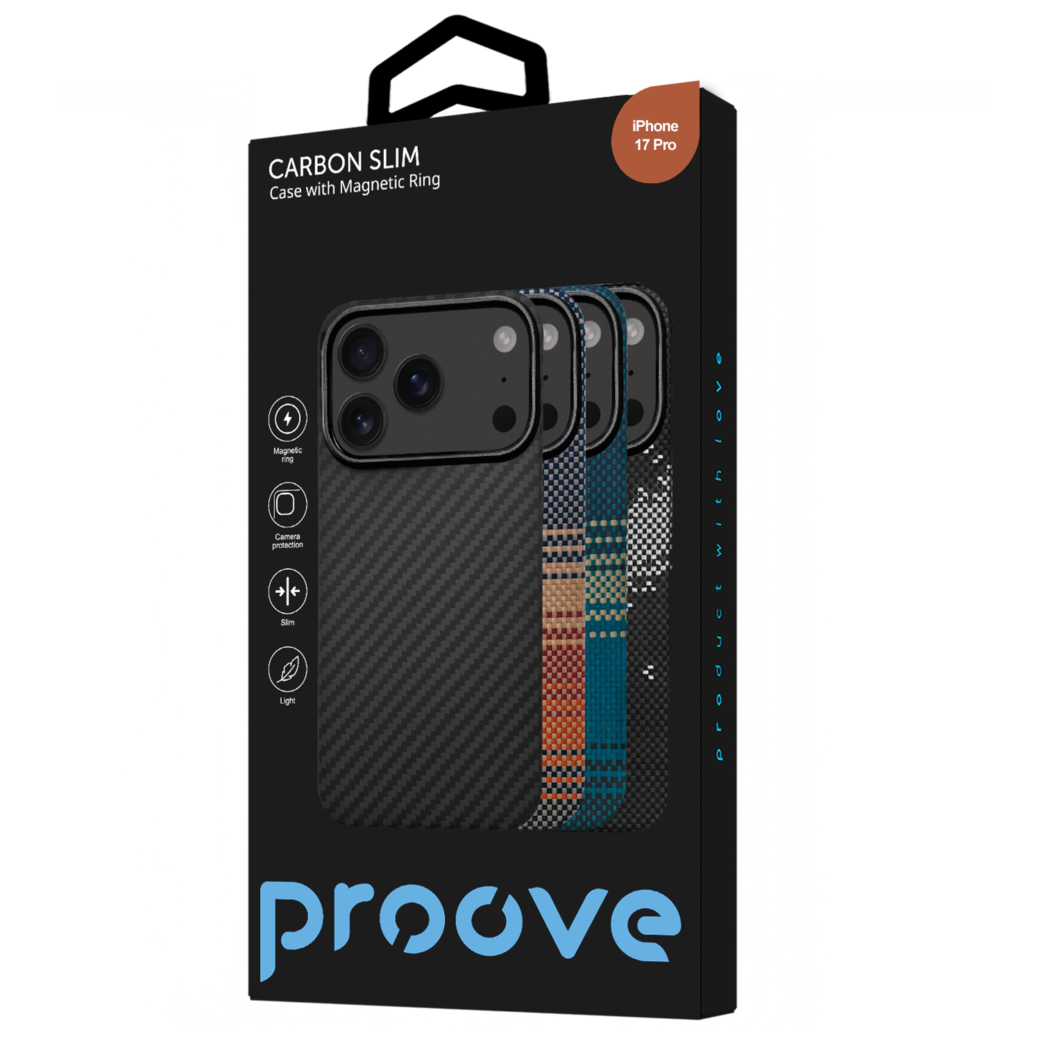 Fotrollë Proove Carbon Slim për iPhone 17 Pro, glowrise