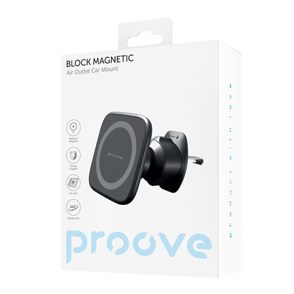 Mbajtëse telefoni për veturë Proove Block Magnetic, magnetike për ventilim, e zezë
