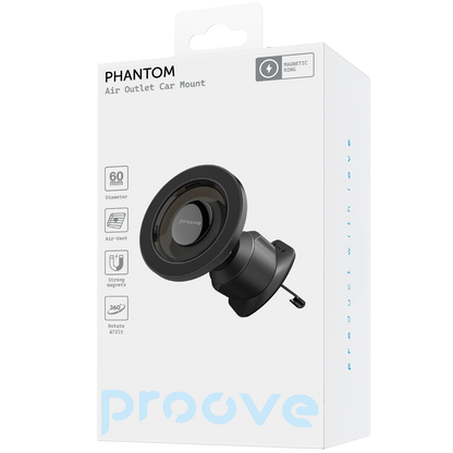 Mbajtëse telefoni për veturë Proove Phantom, magnetike për ventilim, e zezë