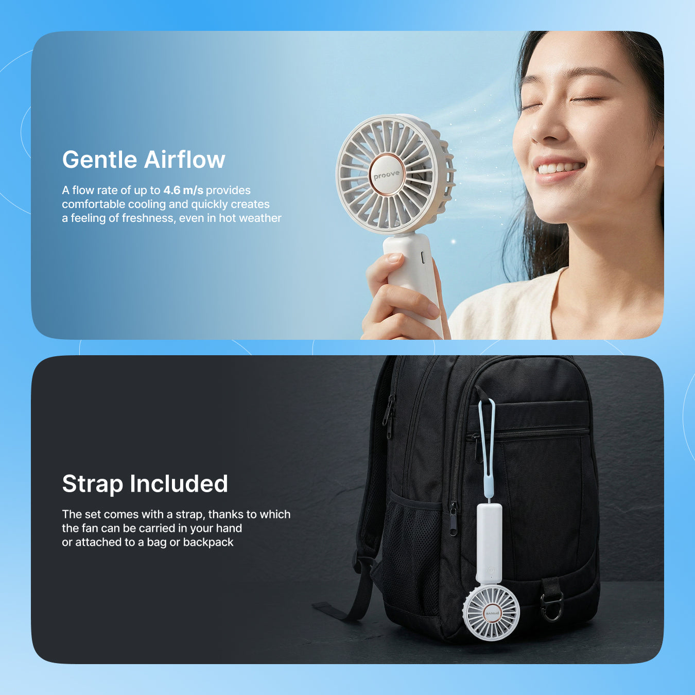 Ventilator portativ Proove Carlson, 1800mAh, 3W, i bardhë