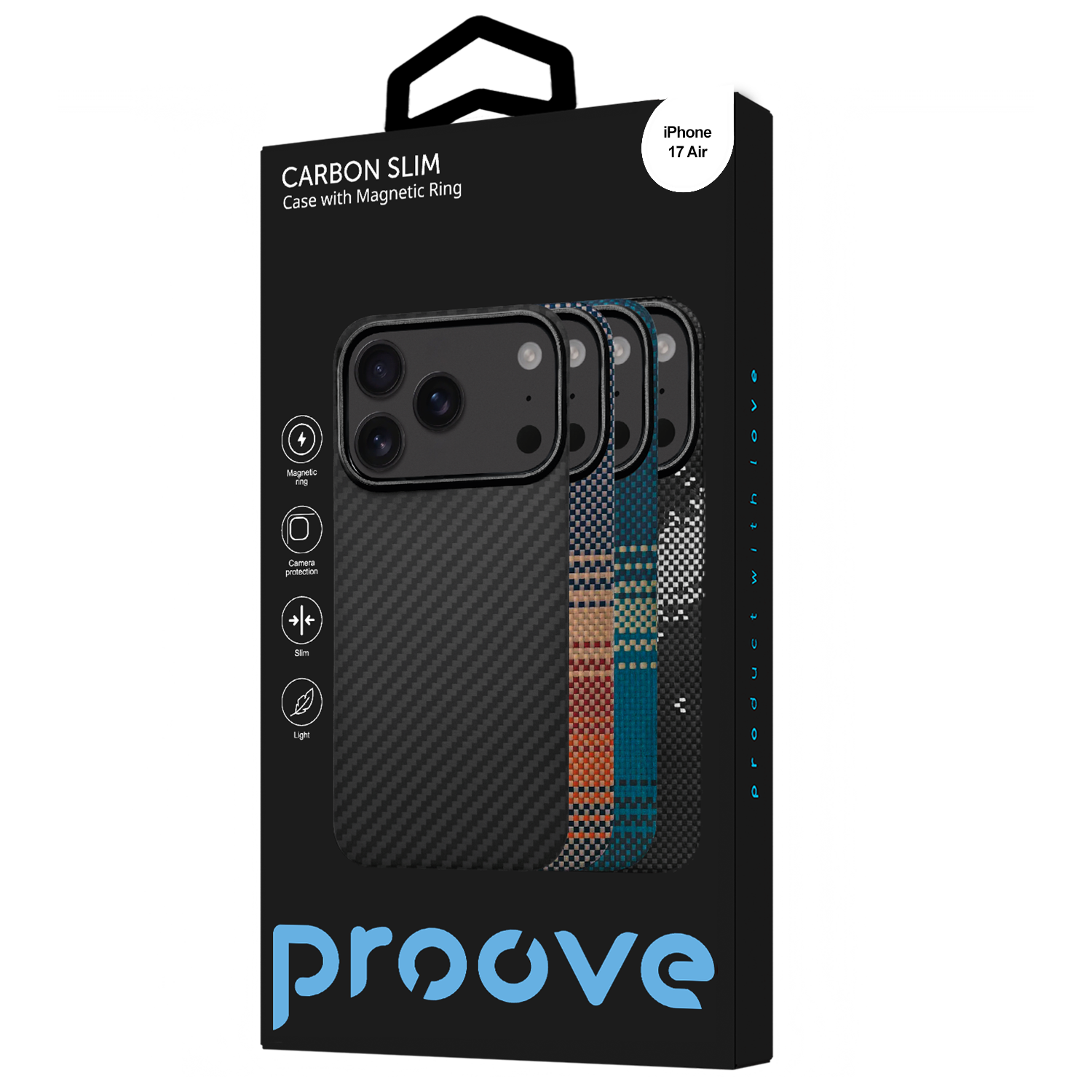 Fotrollë Proove Carbon Slim për iPhone 17 Air, e zezë