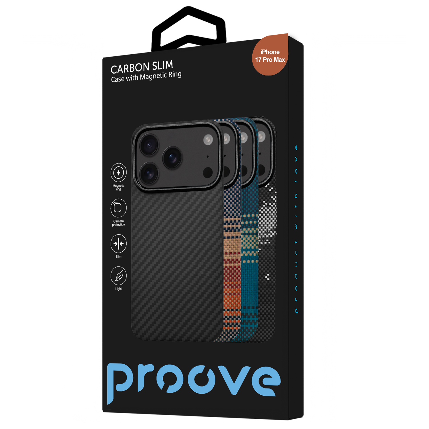 Fotrollë Proove Carbon Slim me unazë magnetike për iPhone 17 Pro Max, sunflare