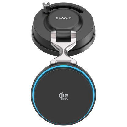 Mbajtëse veture me karikim wireless Proove Jetlock, Qi2, 25W, me thithëse, e zezë
