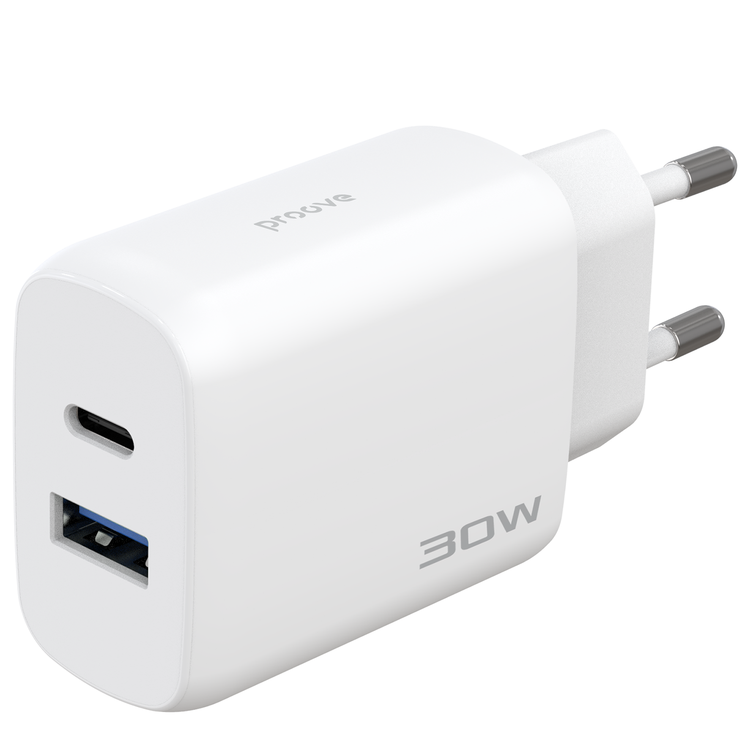 Karikues muri Proove Silicone Power 2, 30W, Type-C + USB, me kabllo Type-C në Type-C, e bardhë