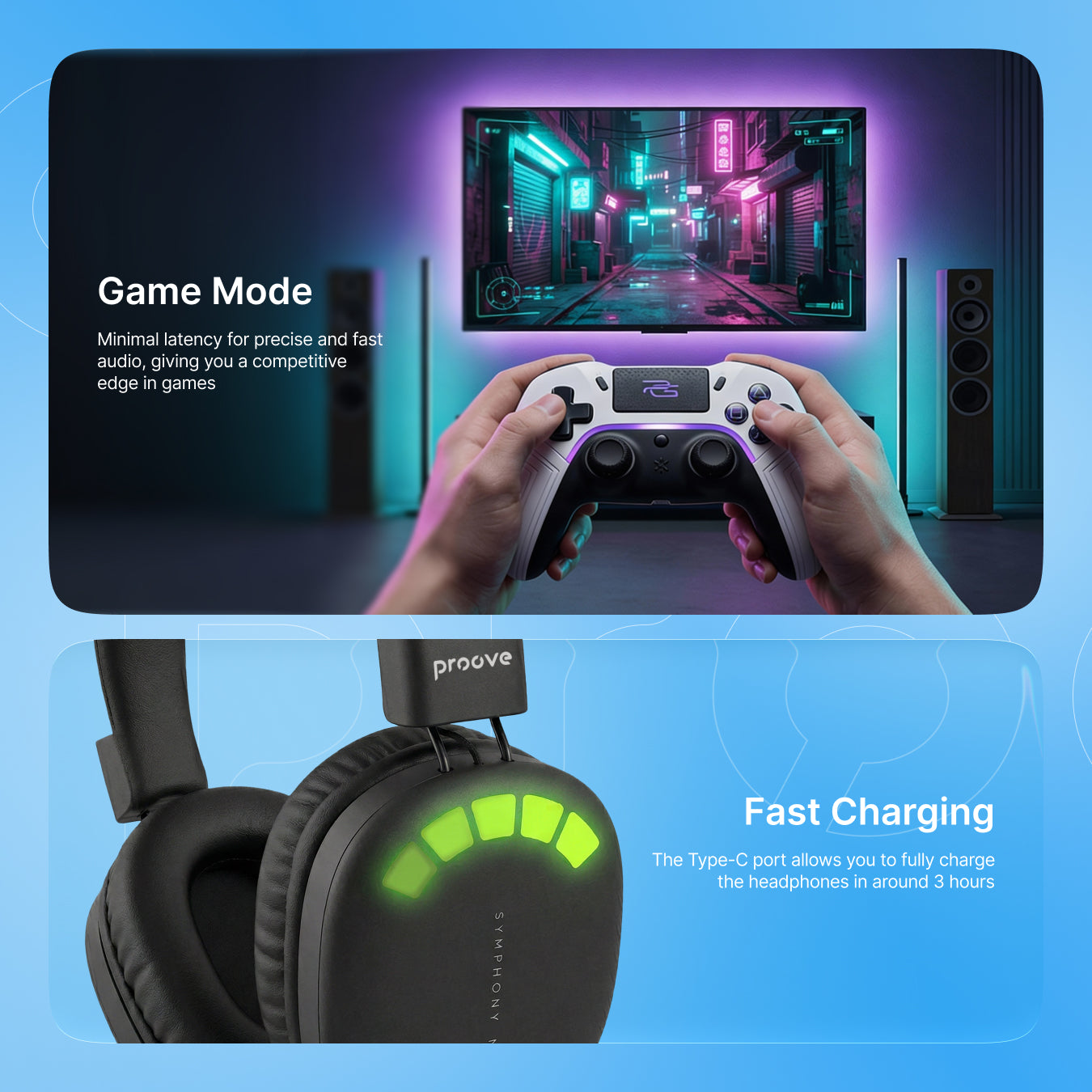 Kufje wireless Proove Symphony Neo me aplikacion (APP), të zeza