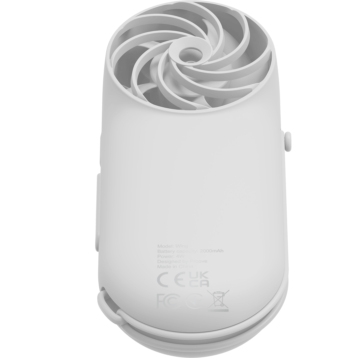 Ventilator portativ Proove Wing, 2000mAh, 4W, i bardhë