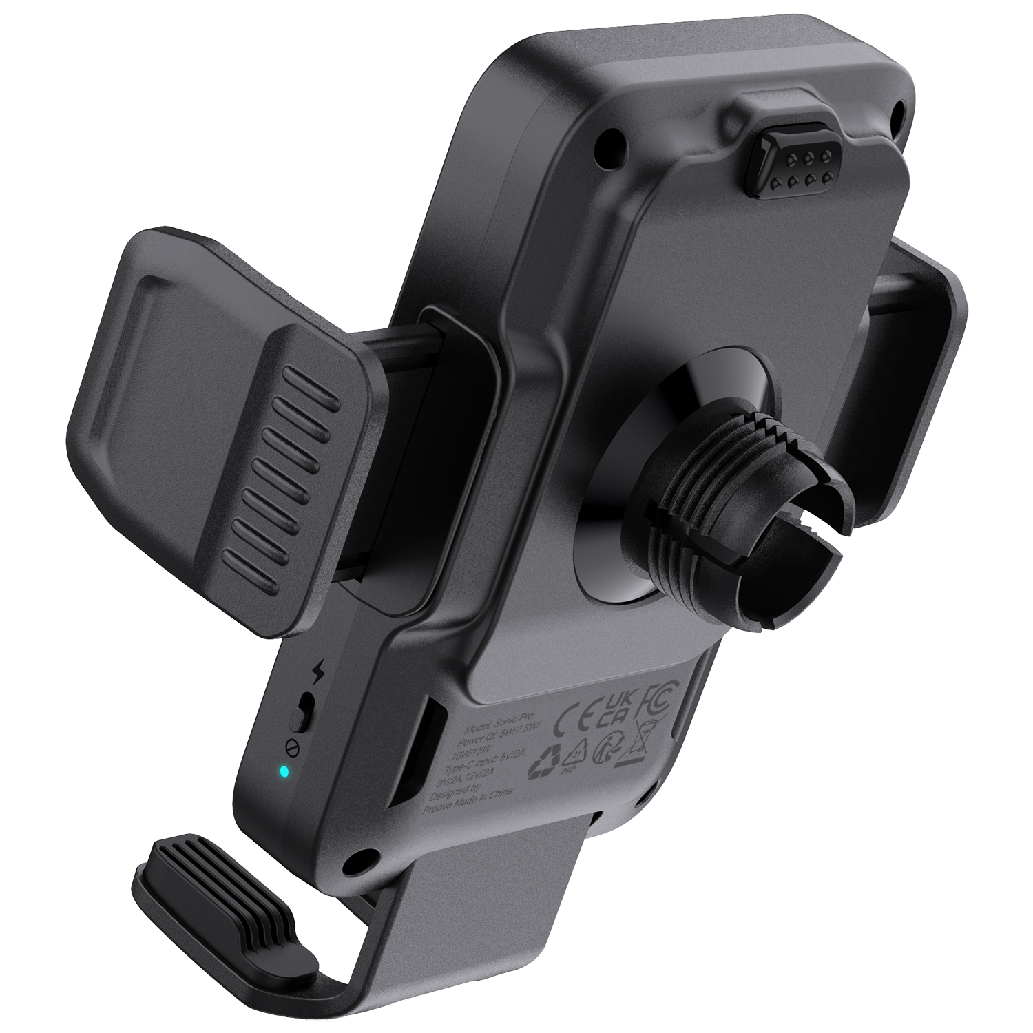Mbajtëse veture me karikim wireless Proove Sonic Pro, Qi, 15W, për ventilim, e zezë