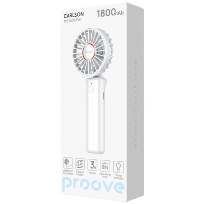 Ventilator portativ Proove Carlson, 1800mAh, 3W, i bardhë