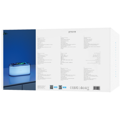 Llampë nate dhe karikues wireless Proove Multicolor Glow – 15W me ndriçim LED RGB dhe kontroll me prekje