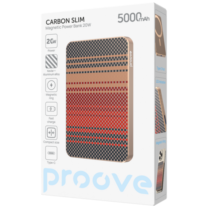 Powerbank Proove Carbon Slim MagSafe, 5000mAh, 20W, glowrise