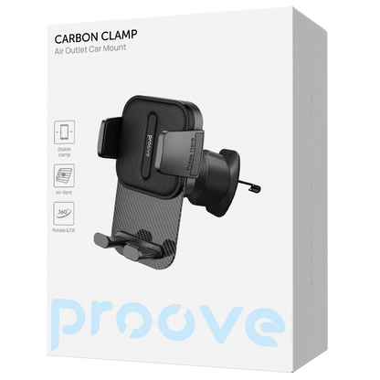 Mbajtëse telefoni për veturë Proove Carbon Clamp, për ventilim, kapëse mekanike, e zezë