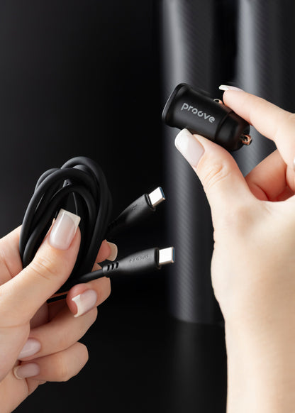 Karikues për makinë Proove Flash, 30W, Type-C + USB, me kabllo, i zi