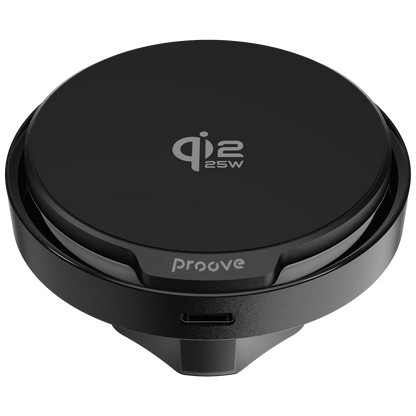 Mbajtëse veture me karikim wireless Proove Spark, Qi2.2, 25W, për ventilim, e zezë