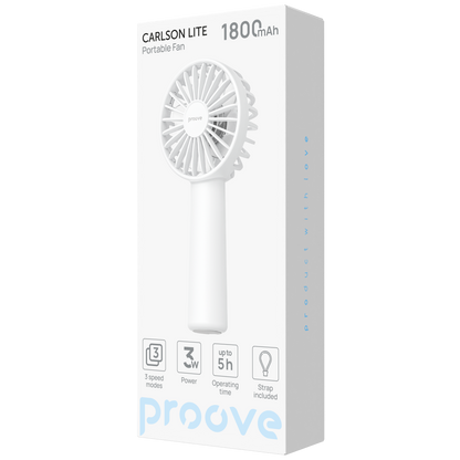 Ventilator portativ Proove Carlson Lite, 1800mAh, 3W, i bardhë