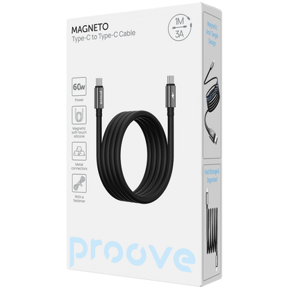 Kabllo karikimi magnetike Proove Magneto Type-C në Type-C, 60W, 1m, e zezë