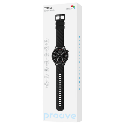 Orë inteligjente Proove Terra me GPS, 1.43" AMOLED, e zezë