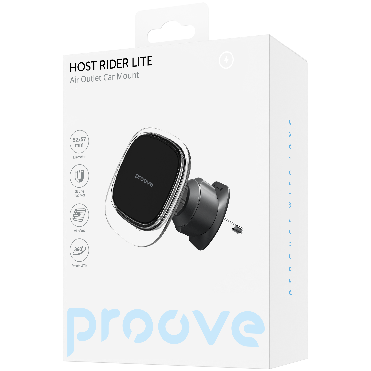 Mbajtëse telefoni për veturë Proove Host Rider Lite, magnetike për ventilim, e zezë