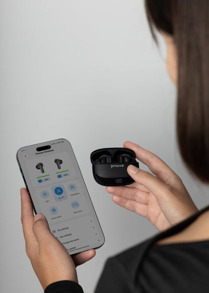 Dëgjuse wireless Proove Dreamer TWS me ANC dhe aplikacion dedikuar (APP), të zeza