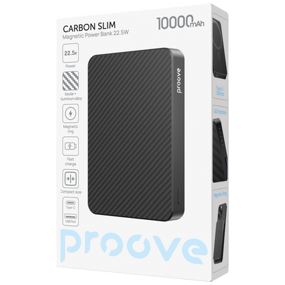 Powerbank Proove Carbon Slim MagSafe, 10000mAh, 22.5W, e zezë