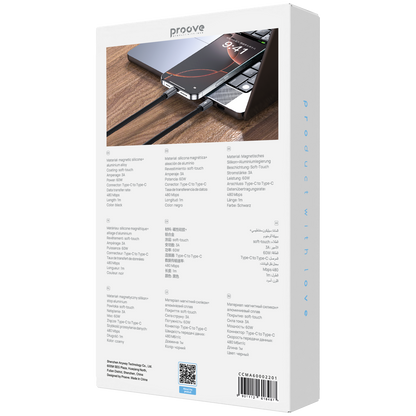Kabllo karikimi magnetike Proove Magneto Type-C në Type-C, 60W, 1m, e zezë