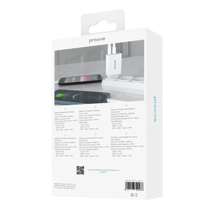 Karikues muri Proove Rapid, 30W, 2×USB + Type-C, i bardhë