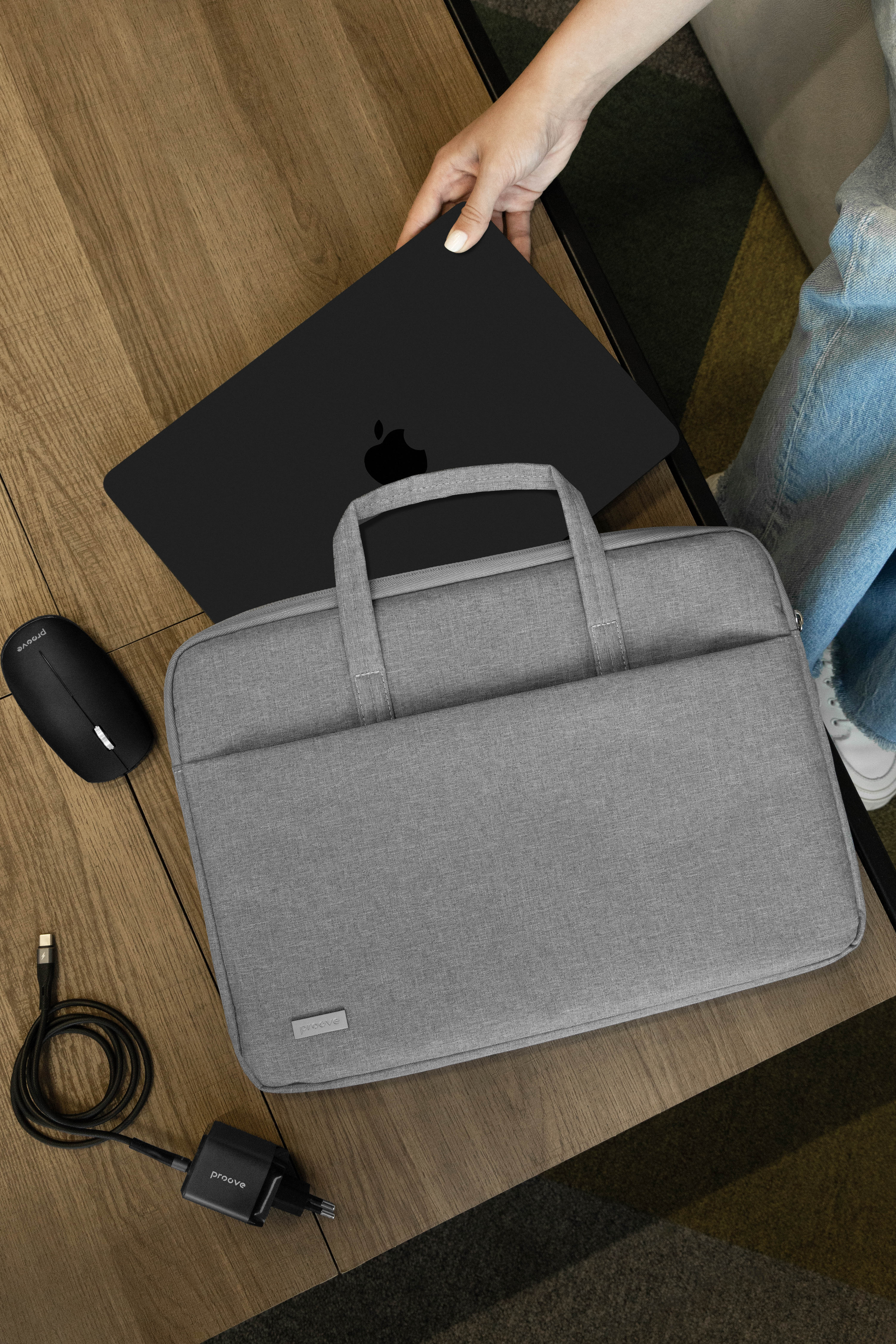 Çantë për laptop Proove Iris 14″, Oxford 300D, gri e çelët