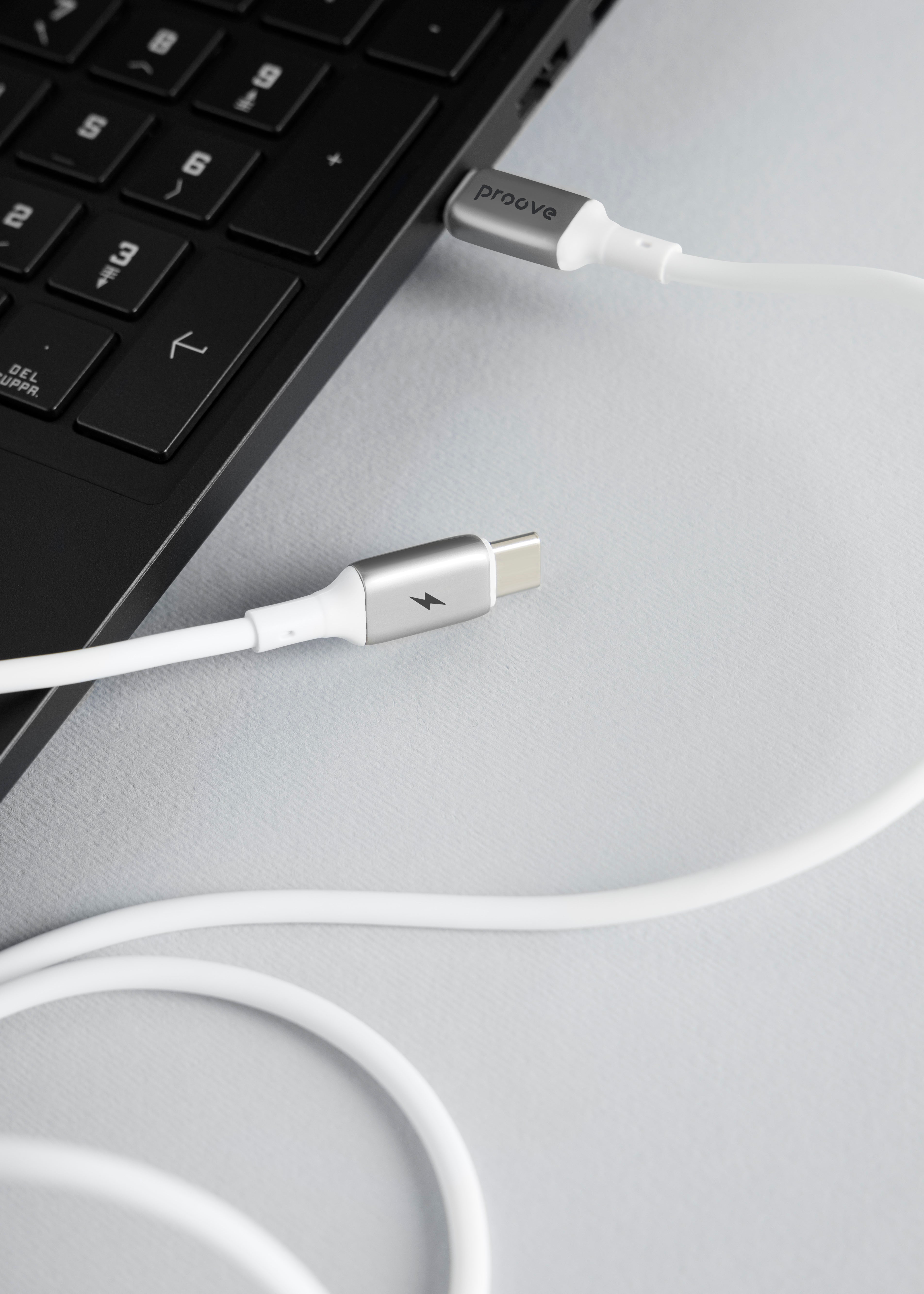 Kabllo karikimi Proove Flex Metal Type-C në Type-C, 60W, 1m, e bardhë