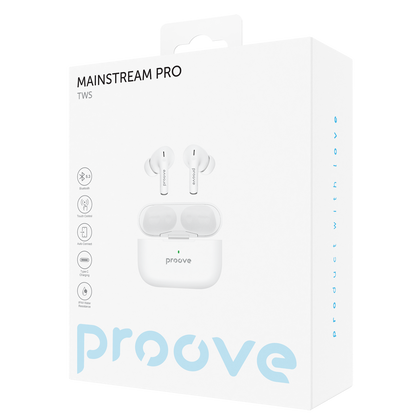 Dëgjuse wireless Proove Mainstream Pro TWS, me aplikacion, të bardha