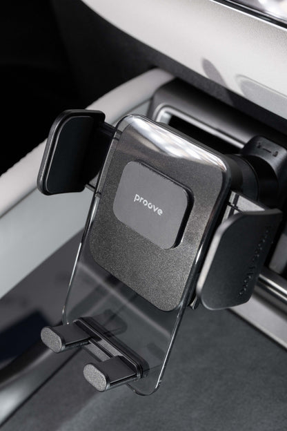 Mbajtëse telefoni për veturë Proove Crystal Clamp Plus, për ventilim, kapëse mekanike, e zezë