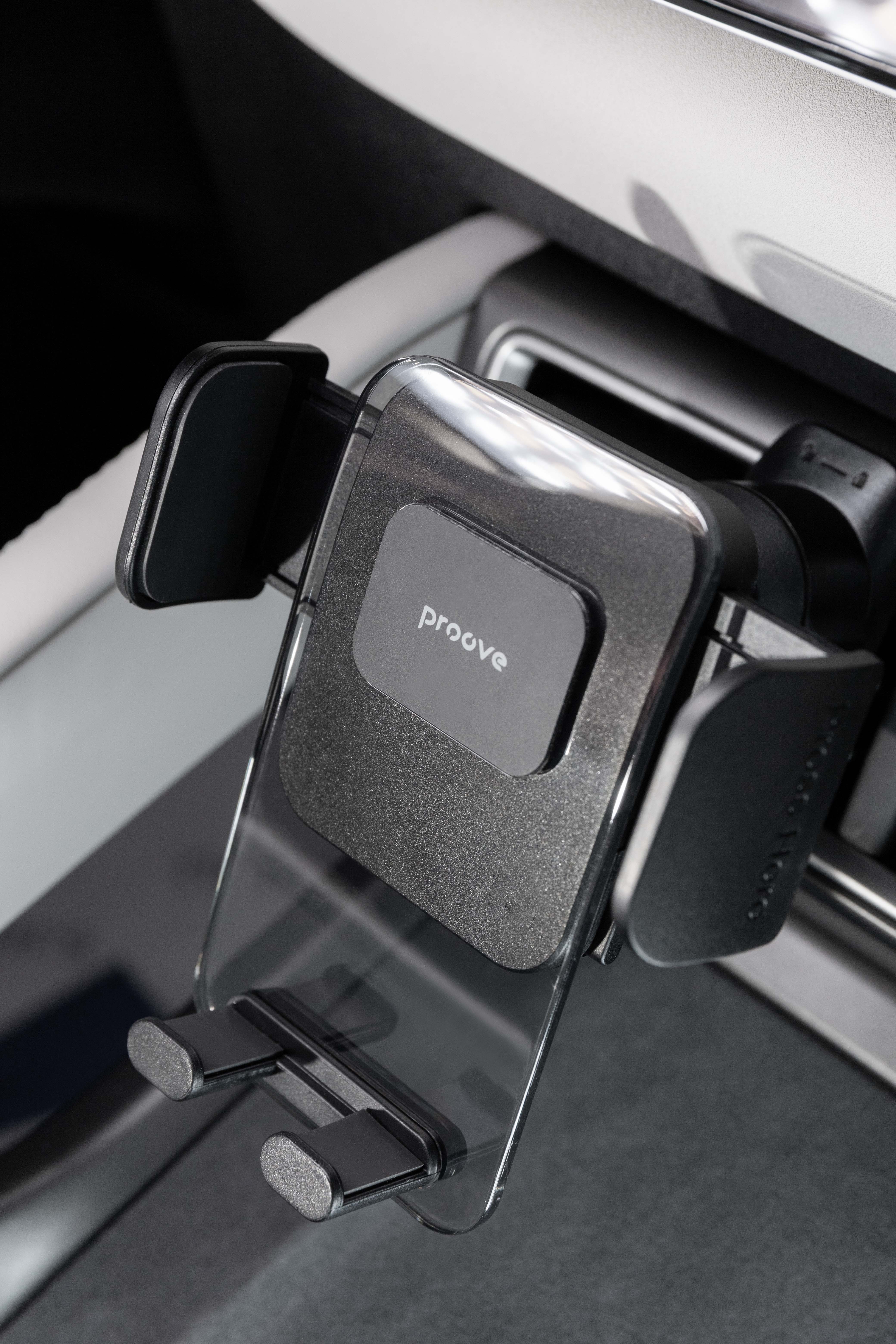 Mbajtëse telefoni për veturë Proove Crystal Clamp Plus, për ventilim, kapëse mekanike, e zezë