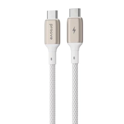 Kabllo karikimi Proove Dense Metal Type-C në Type-C, 60W, 1m, e bardhë