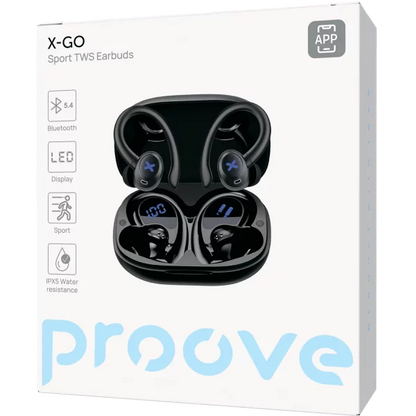 Dëgjuse të hapura Proove X-Go TWS, IPX5, me aplikacion, të zeza
