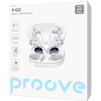 Dëgjuse të hapura Proove X-Go TWS, IPX5, me aplikacion, të bardha
