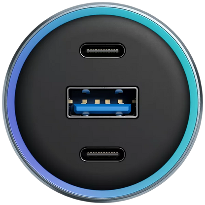 Karikues për makinë Proove Supercharge, 130W, 2×Type-C + USB, metal gri