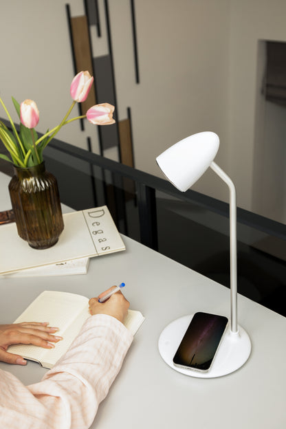 Llambë tavoline Proove Modern, 10W, me karikim wireless, e bardhë