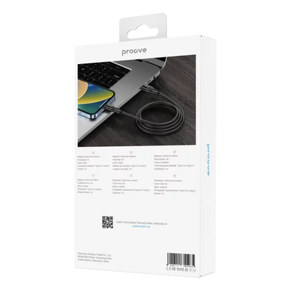 Kabllo karikimi Proove Dense Metal Type-C në Type-C, 60W, 2m, e zezë