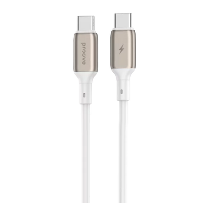 Kabllo karikimi Proove Flex Metal Type-C në Type-C, 60W, 1m, e bardhë