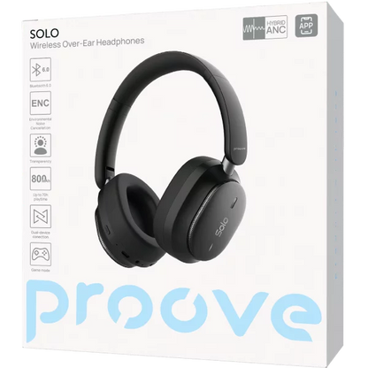 Kufje wireless Proove Solo, ANC, me aplikacion, të zeza