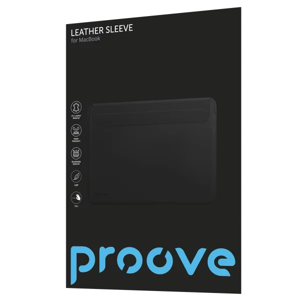 Mbështjellëse Leather Sleeve për MacBook Proove 13.6″ / 14.2″, e zezë