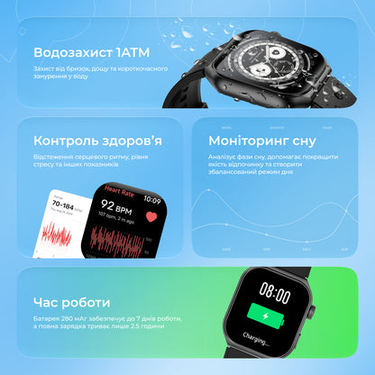 Orë inteligjente Proove Moment, 1.85" AMOLED, e zezë
