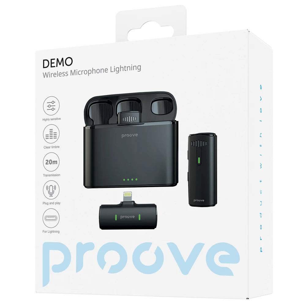 Mikrofon wireless Proove Demo Lightning – për iPhone / iPad (Lighting), set 2 copë