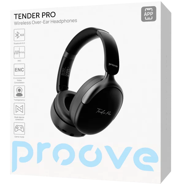 Kufje wireless Proove Tender Pro, me aplikacion, të zeza