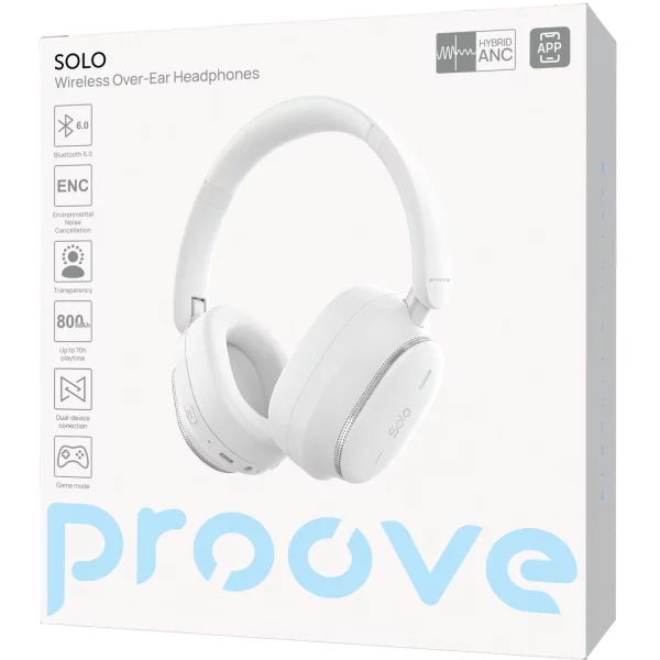 Kufje wireless Proove Solo, ANC, me aplikacion, të bardha