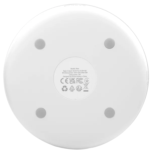 Llambë nate Proove Alien, 5W, me karikim wireless, e bardhë