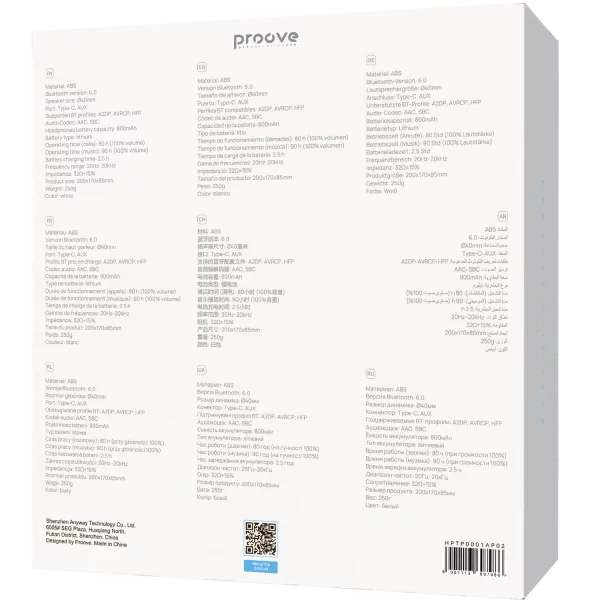 Kufje wireless Proove Tender Pro, me aplikacion, të bardha