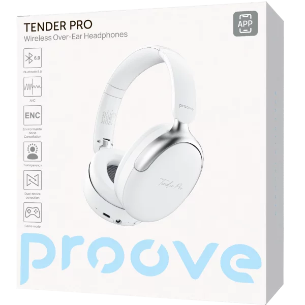Kufje wireless Proove Tender Pro, me aplikacion, të bardha