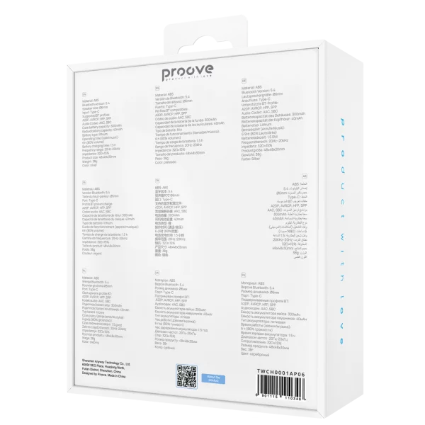 Dëgjuse wireless Proove Charm TWS, touch-control, me aplikacion, të zeza