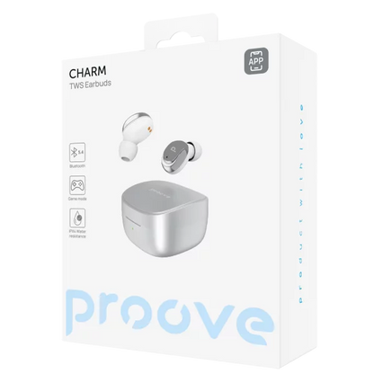 Dëgjuse wireless Proove Charm TWS, touch-control, me aplikacion, Silver