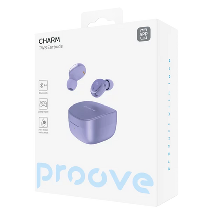 Dëgjuse wireless Proove Charm TWS, touch-control, me aplikacion, vjollce