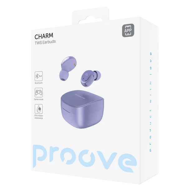 Dëgjuse wireless Proove Charm TWS, touch-control, me aplikacion, vjollce